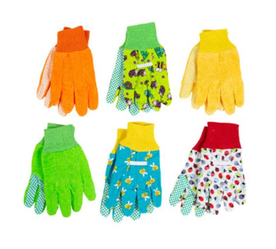 Kids Polyester Garden Gloves w/Dotted Palm Assorted