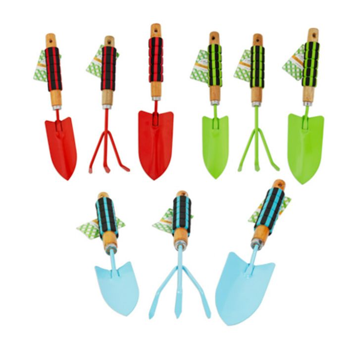 Metal Gardening Tools w/Striped Foam Grip Handle Assorted
