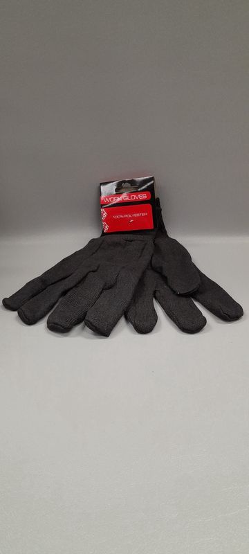 100% Polyester Jersey Gloves Black