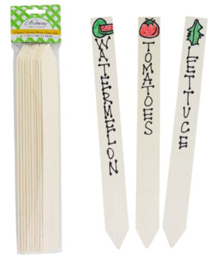 10pc 1.18&quot;x11.6&quot; Wooden Planter/Garden Marker Stakes
