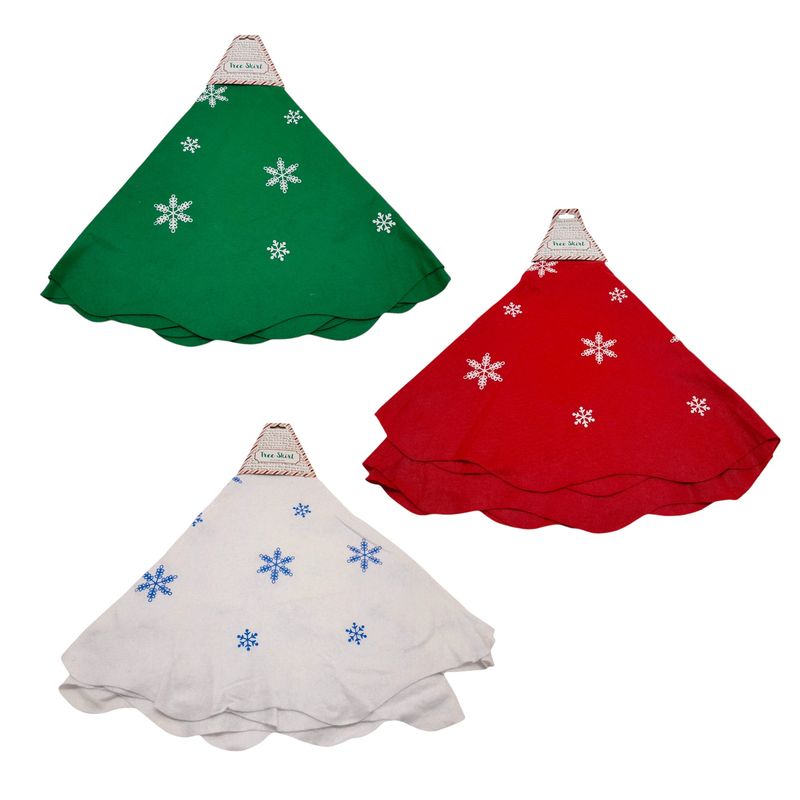 41&quot; Felt Tree Skirt w/Snowflake Print Assorted