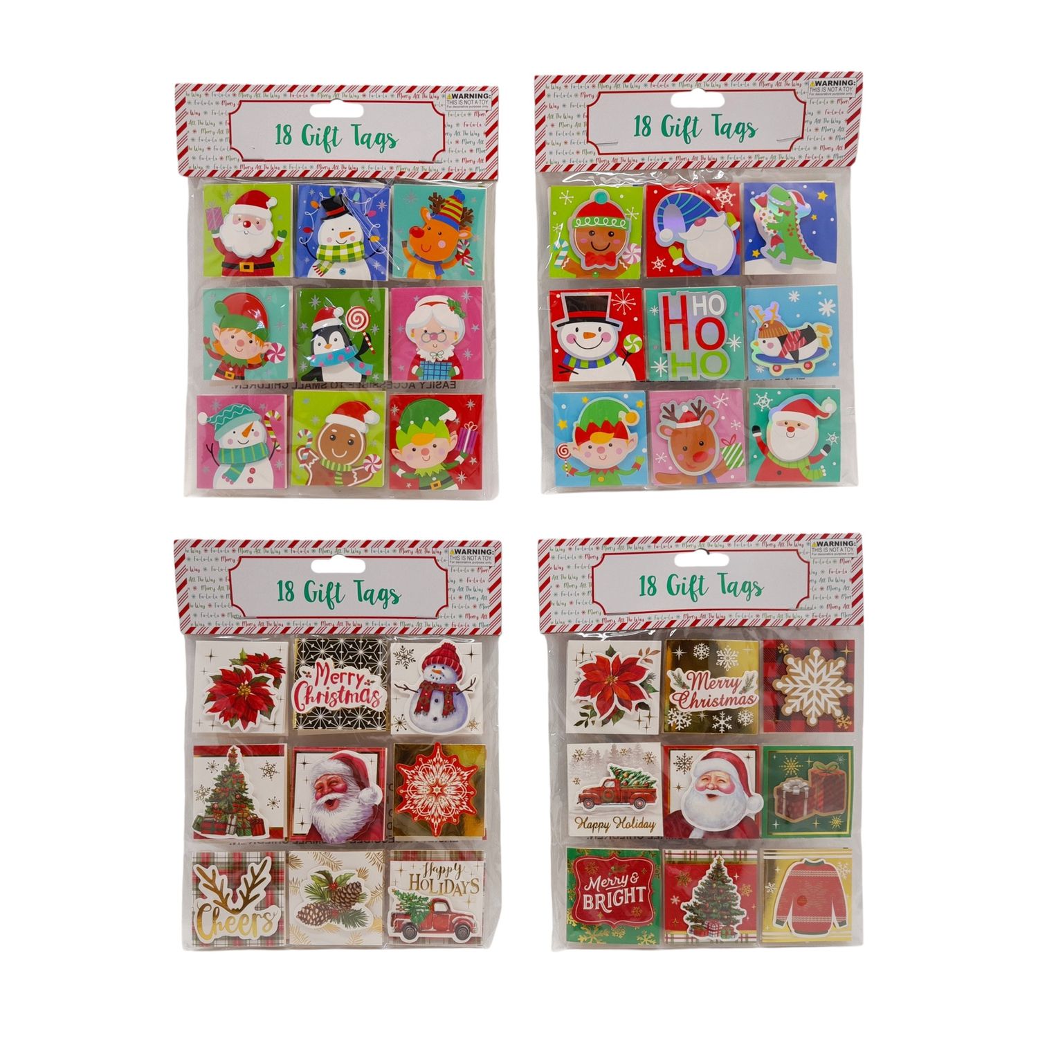 18pc Self Adhesive Christmas Gift Tags Assorted