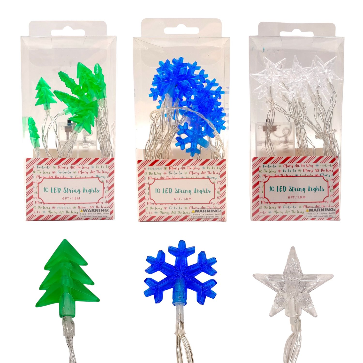 6&#39; 10 Lite Led Christmas String Lights (Batteries Not Included)  Assorted