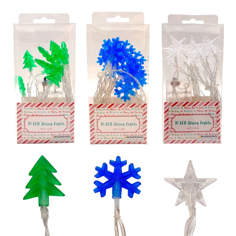 6&#39; 10 Lite Led Christmas String Lights (Batteries Not Included)  Assorted