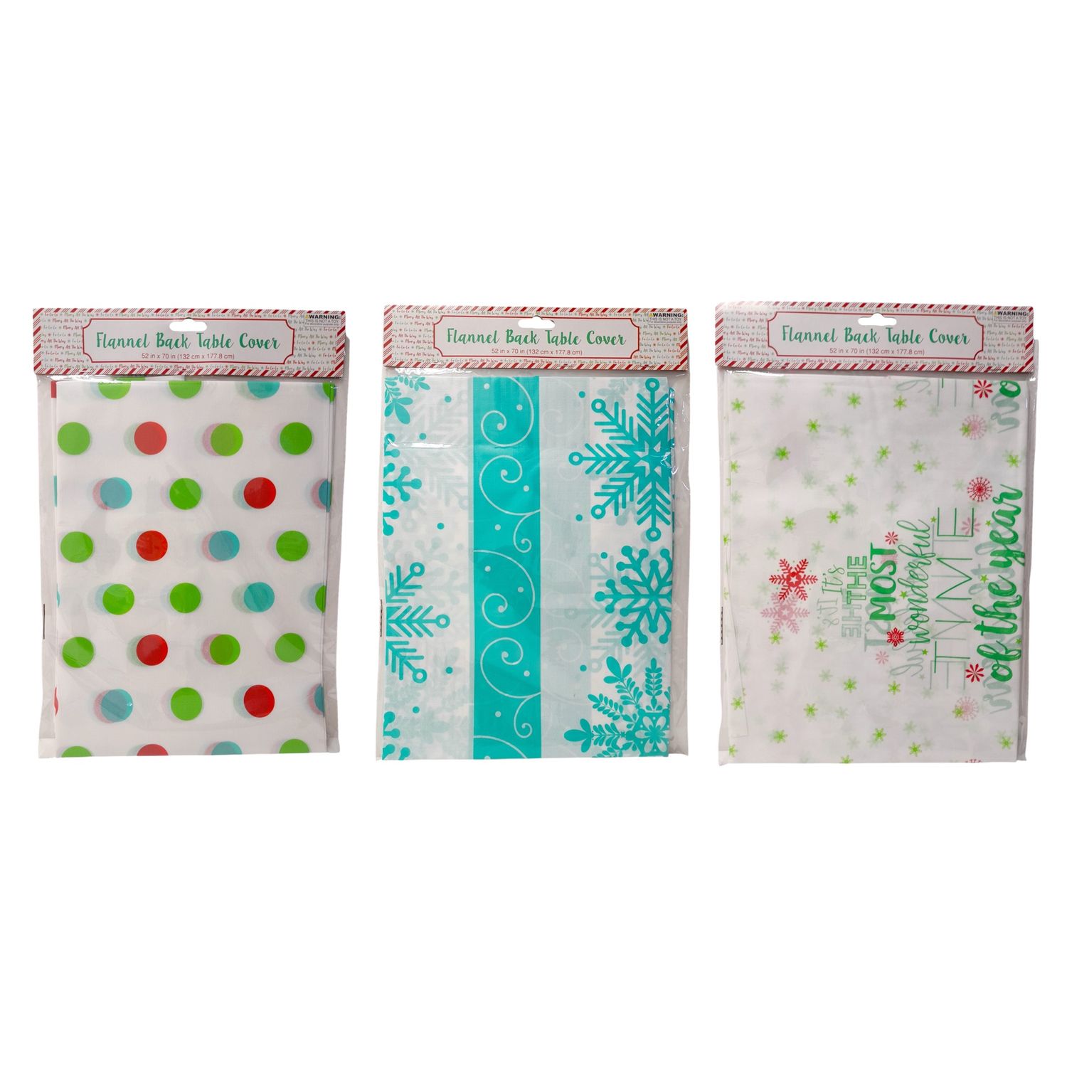 52&quot;x70&quot; Plastic Christmas Flannel Back Table Cover Assorted