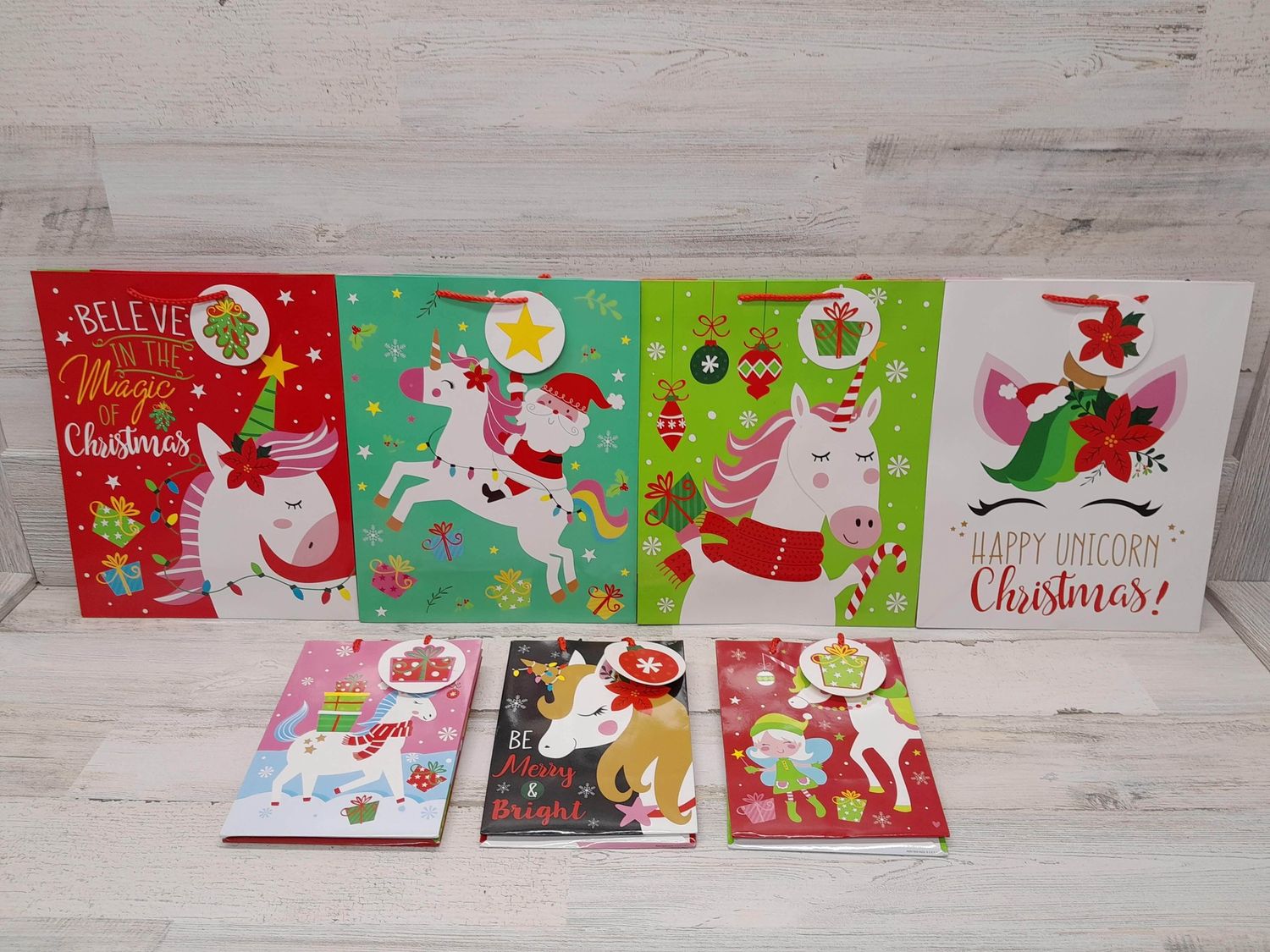 Christmas Unicorn Gift Bags Assorted