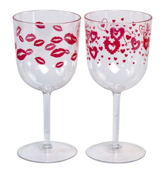7.6&quot; 14oz Valentine Wine Glass Assorted (Plastic)
