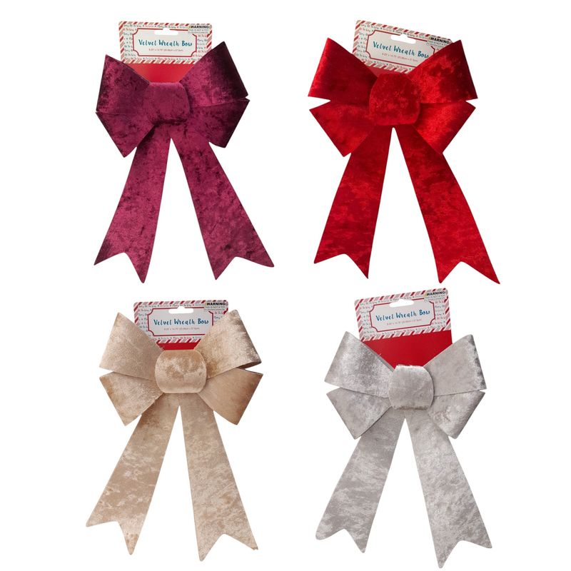 8.25&quot;x14.75&quot; 4 Loop Velvet Wreath Bow Assorted