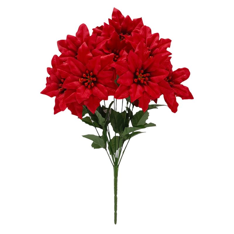 16&quot; Poinsettia Bush x12 Red