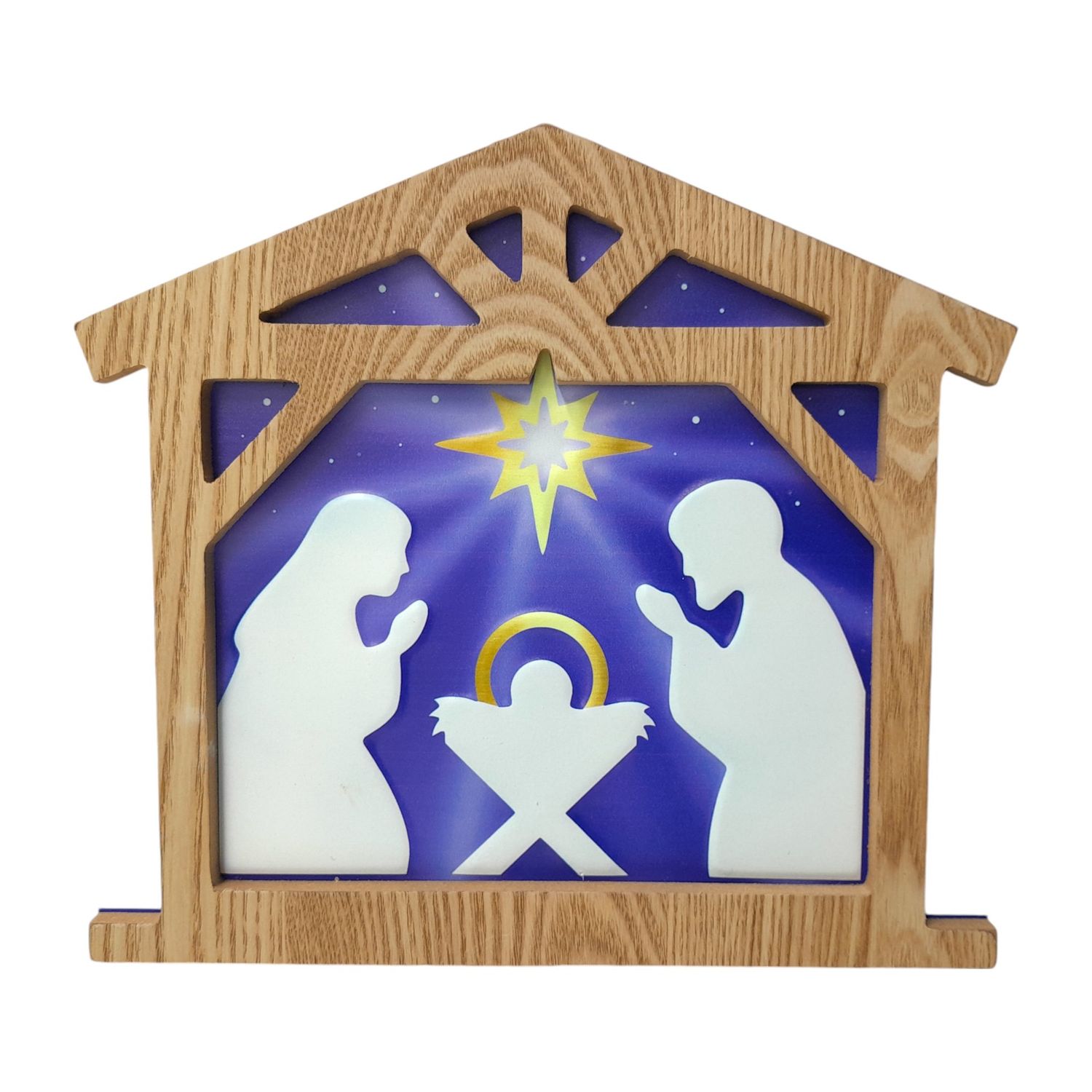 10.5&quot;x0.4&quot;x9.5&quot; Embossed Metal Nativity Sign