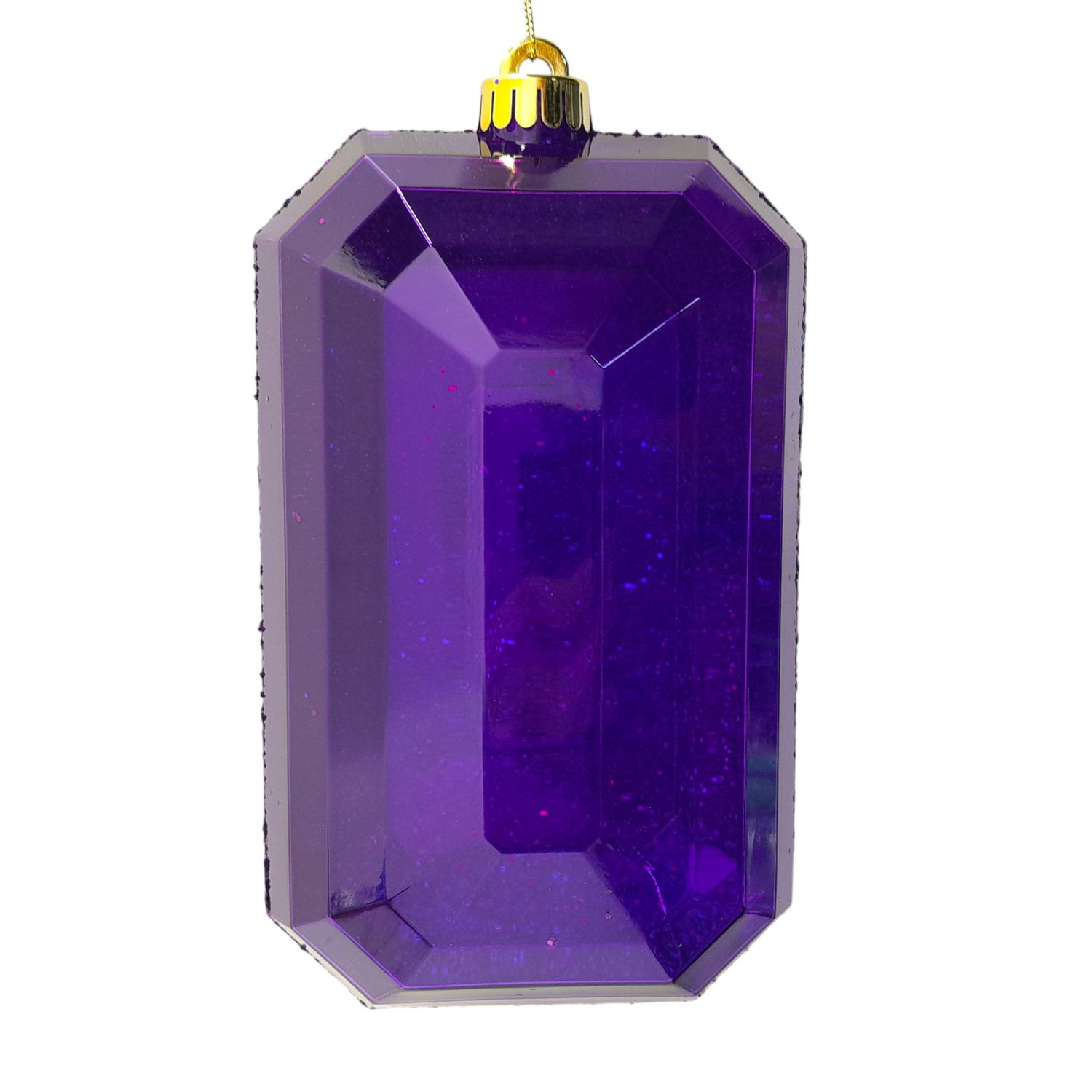 5&quot;x8&quot; Laser Glitter Rectangle Gem Ornament Purple  (Plastic)
