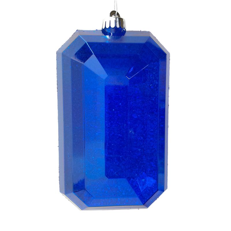 5&quot;x8&quot; Plastic Laser Glitter Rectangle Gem Ornament Royal Blue w/Silver Cap