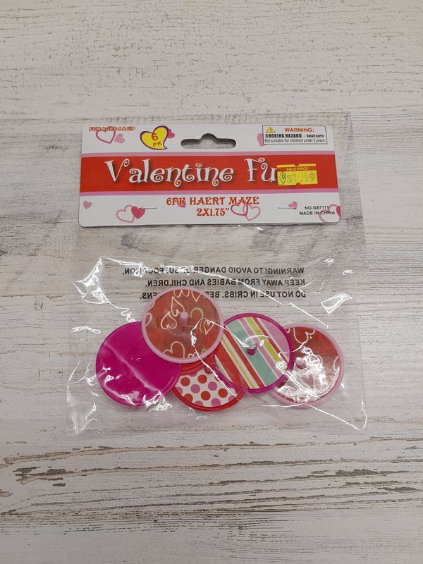 6pc Valentine Spin Top Party Favors