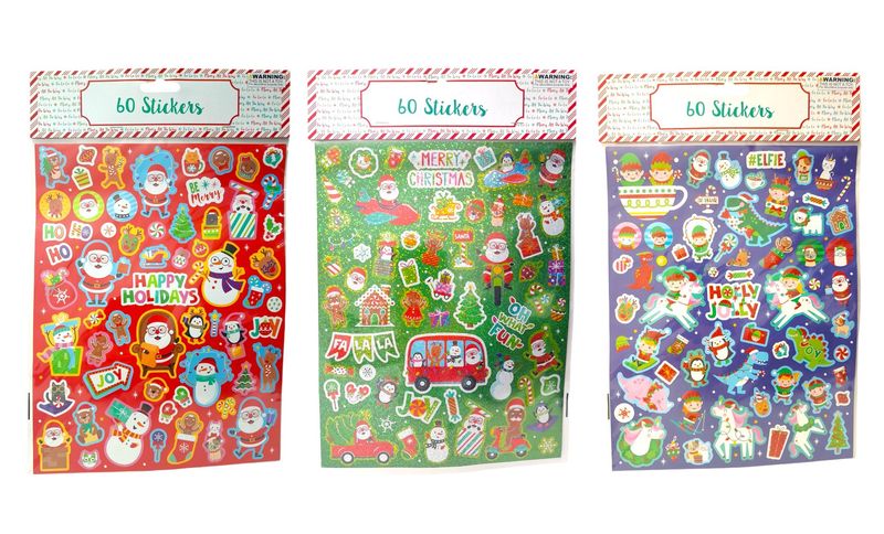 60pc Christmas Stickers Assorted