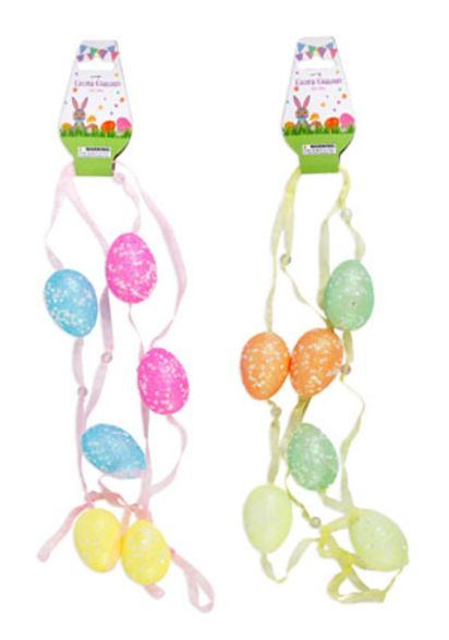 6&#39; Glitter Foam Easter Egg Garland Assorted