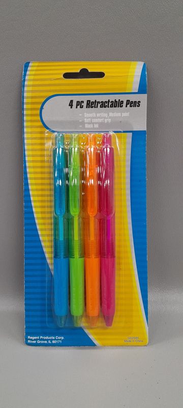 4pc Retractable Pens Multi