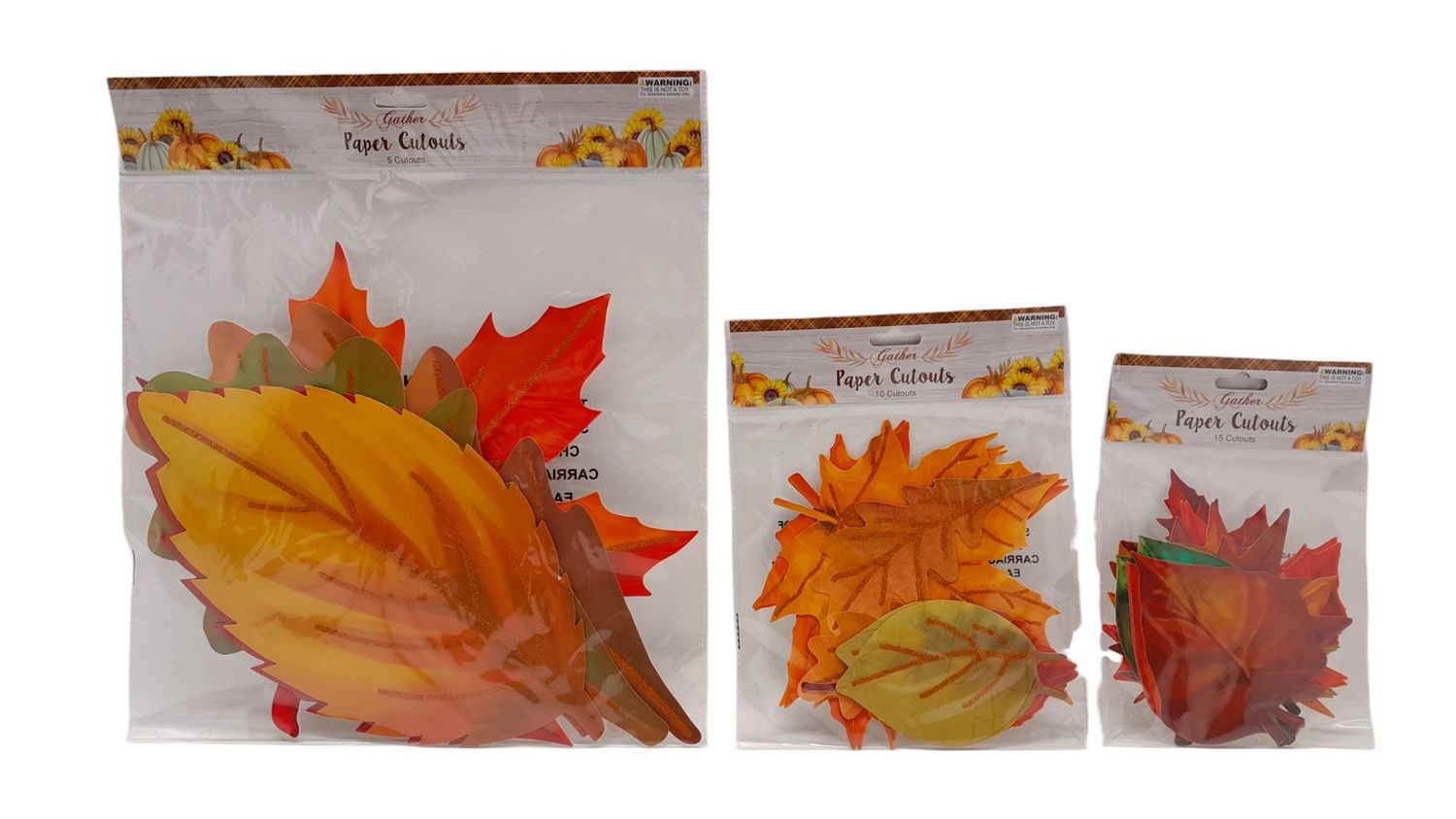 5/10/15pc Paper Harvest Leaf Cutouts Assorted