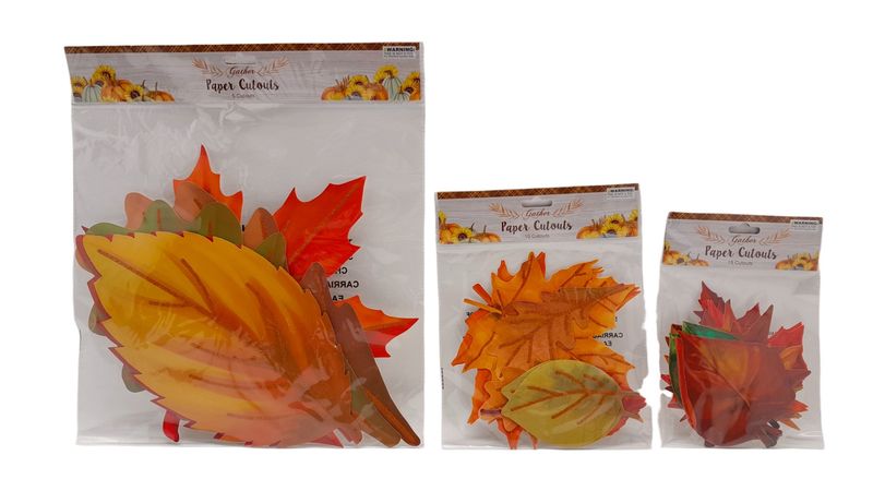 5/10/15pc Paper Harvest Leaf Cutouts Assorted