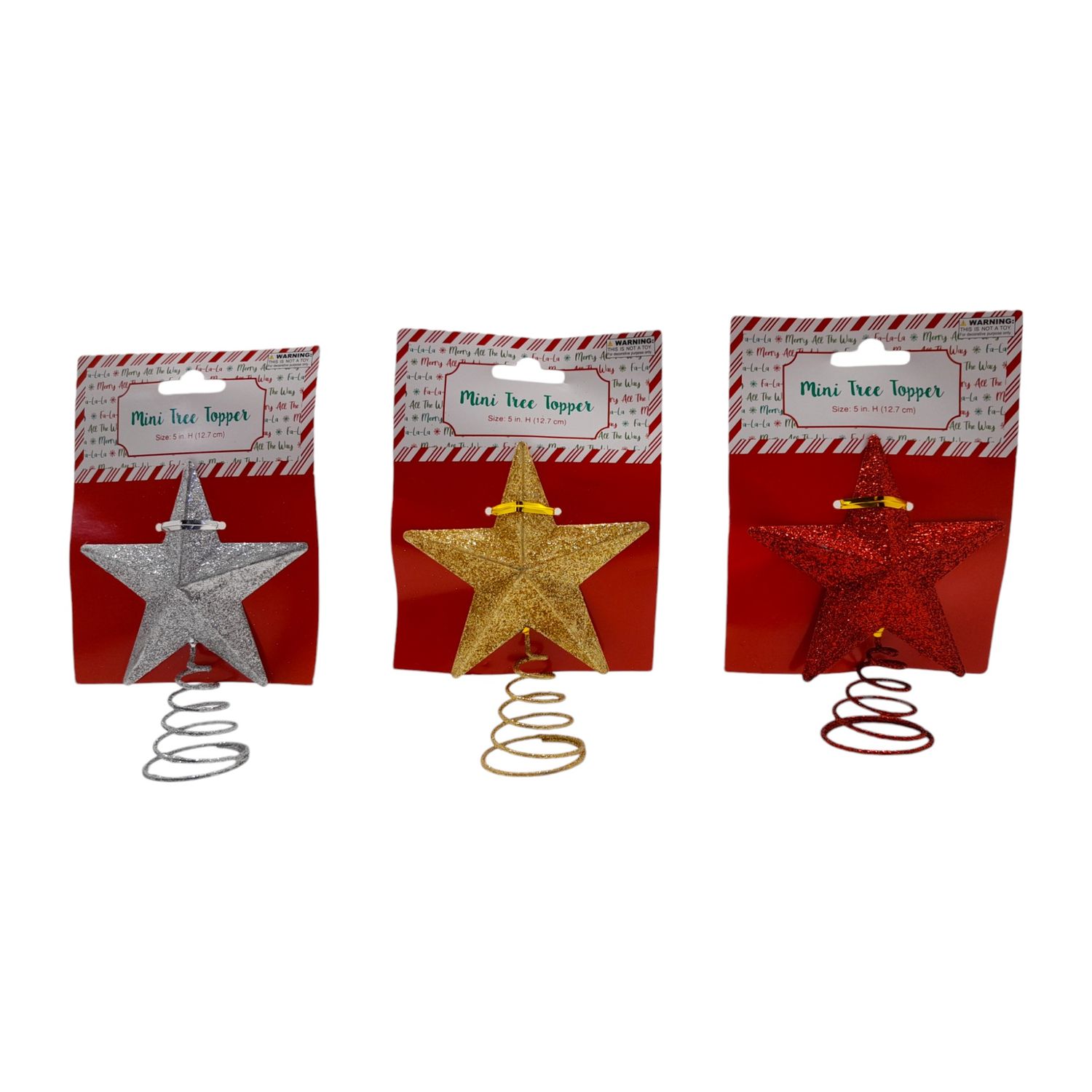 5&quot; Mini Glitter Star Tree Topper Assorted