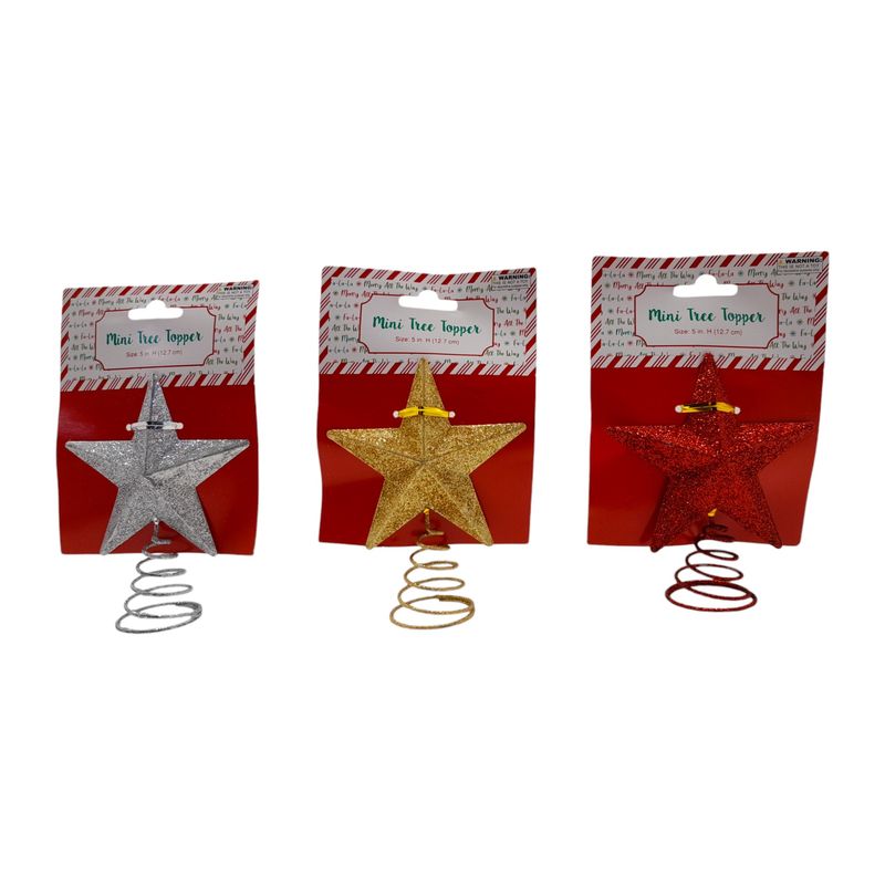 5&quot; Mini Glitter Star Tree Topper Assorted