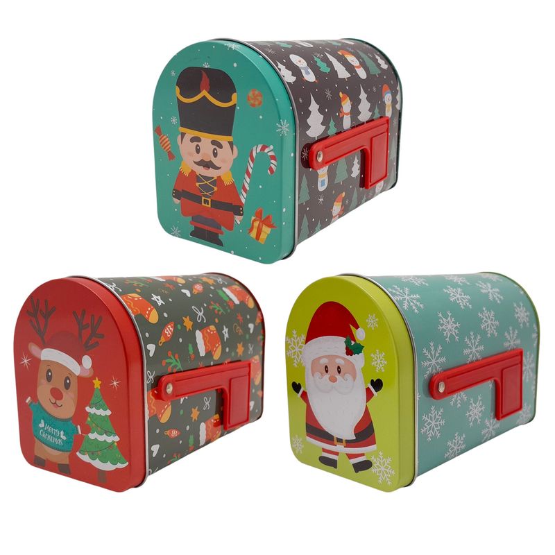 5.1"x3.7"x3" Christmas Mail Box Tin Assorted (1 Piece)