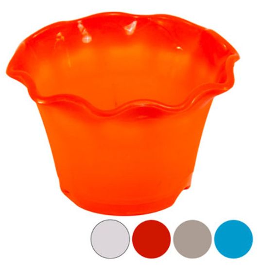 7.5&quot;x4.5&quot; Round Fluted Planter w/Wavy Edge Assorted (Plastic)