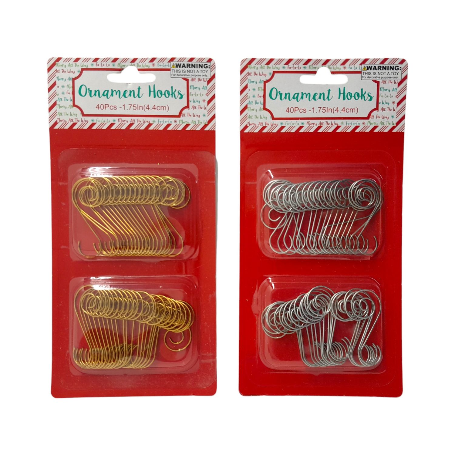 40pc 1.75&quot; Decorative Ornament S-Hooks Assorted