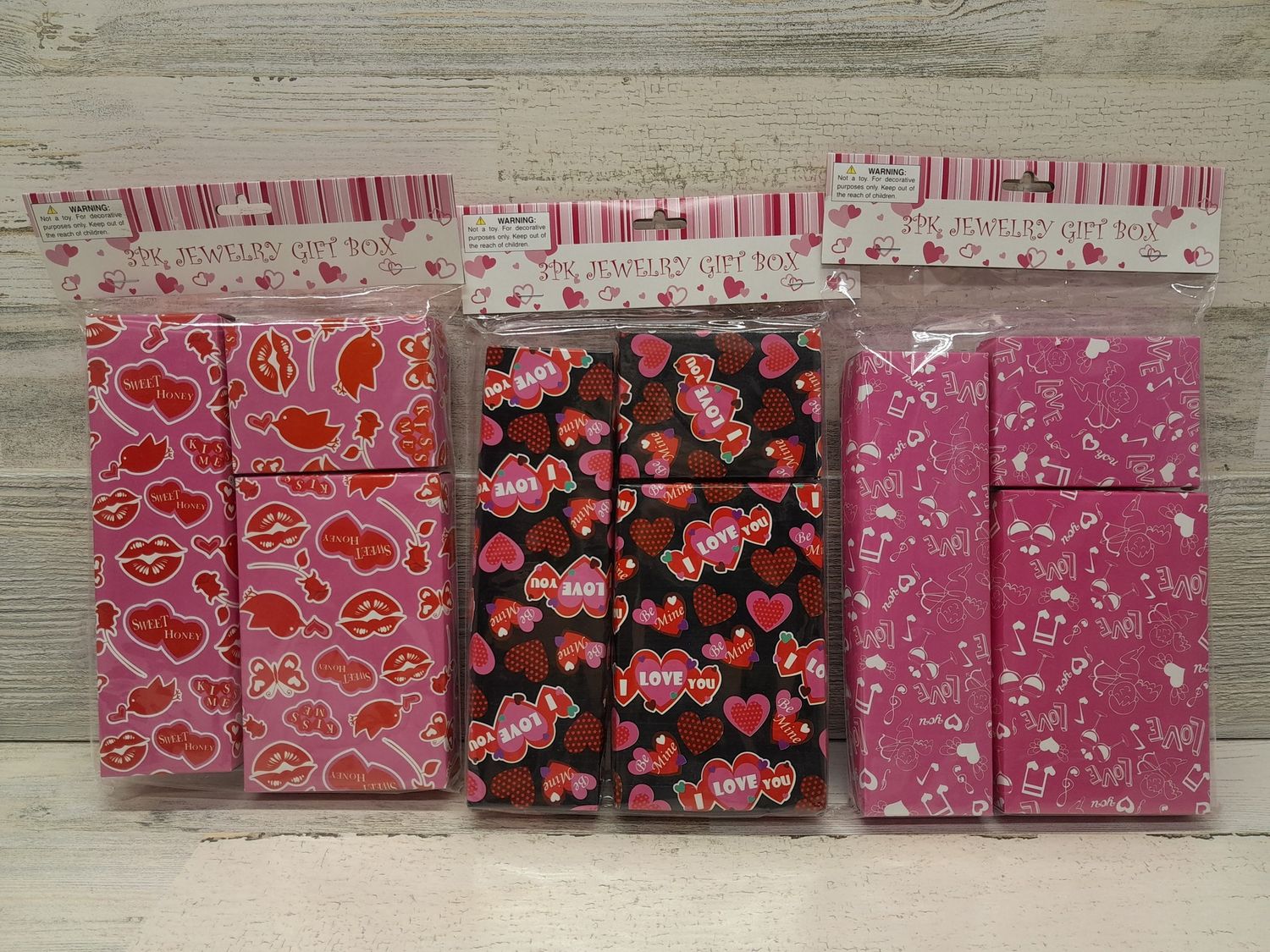 3pc Valentine Jewelry Gift Boxes Assorted