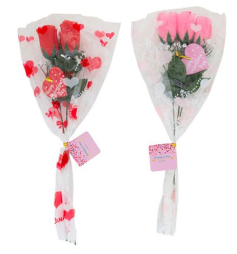 3pc Rose in Cello Wrap Assorted