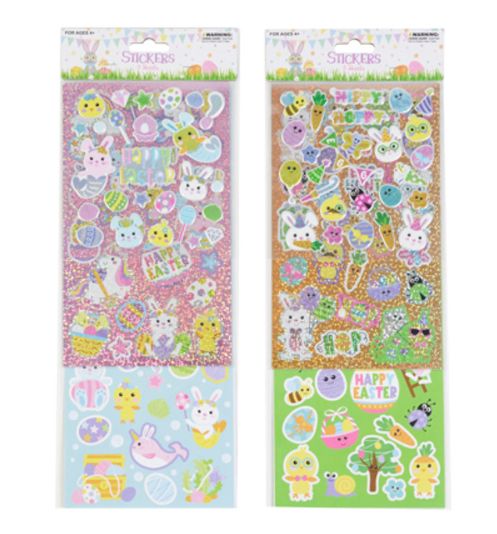 4 Sheet Easter Stickers (Basic/Laser/Puffy) Assorted