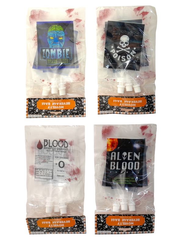 3pc 8.5oz Halloween Party Blood Bag Drink Pouch Assorted