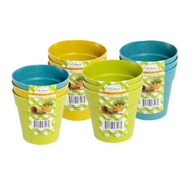 3pc 3.3&quot;x3.1&quot; Round Planter Assorted (Bamboo)