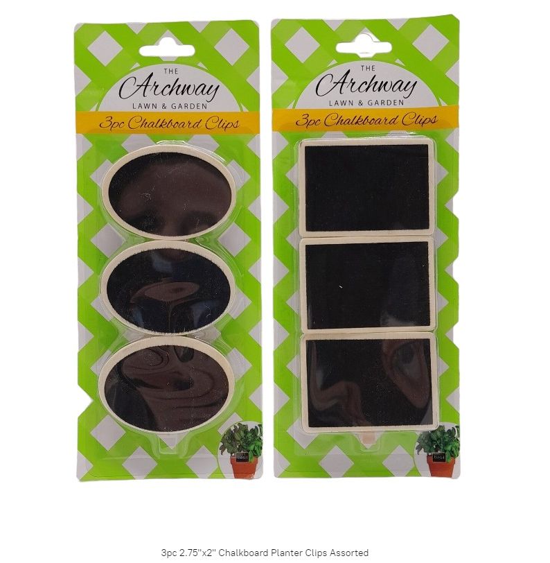 3pc 2.75&quot;x2&quot; Chalkboard Planter Clips Assorted