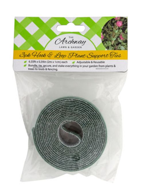 3pc 10mm x 6.5&#39; Plant Support Ties Green (Adjustable &amp; Reusable)
