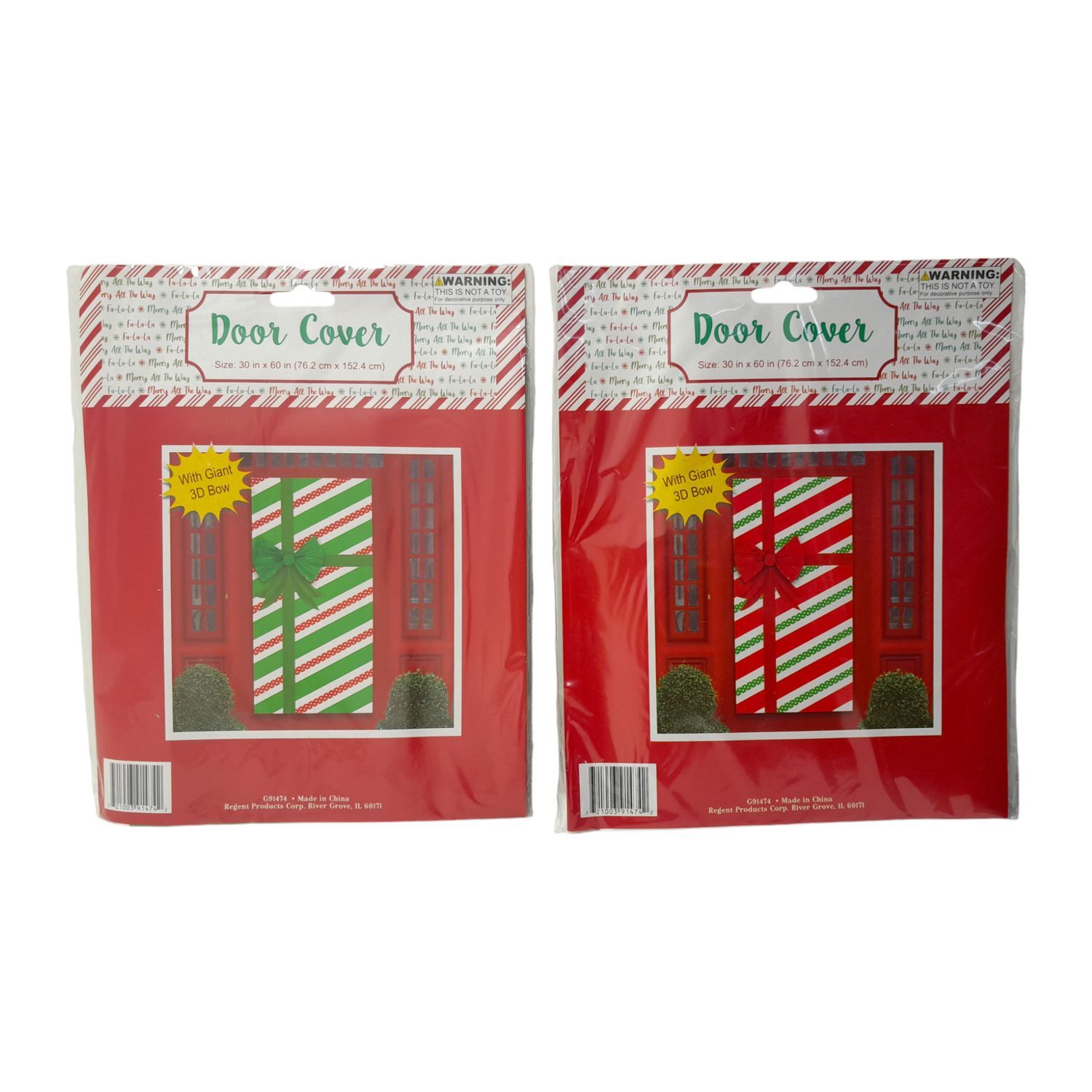 Christmas Door Cover w/3-D-Bow Assorted (1 Piece)