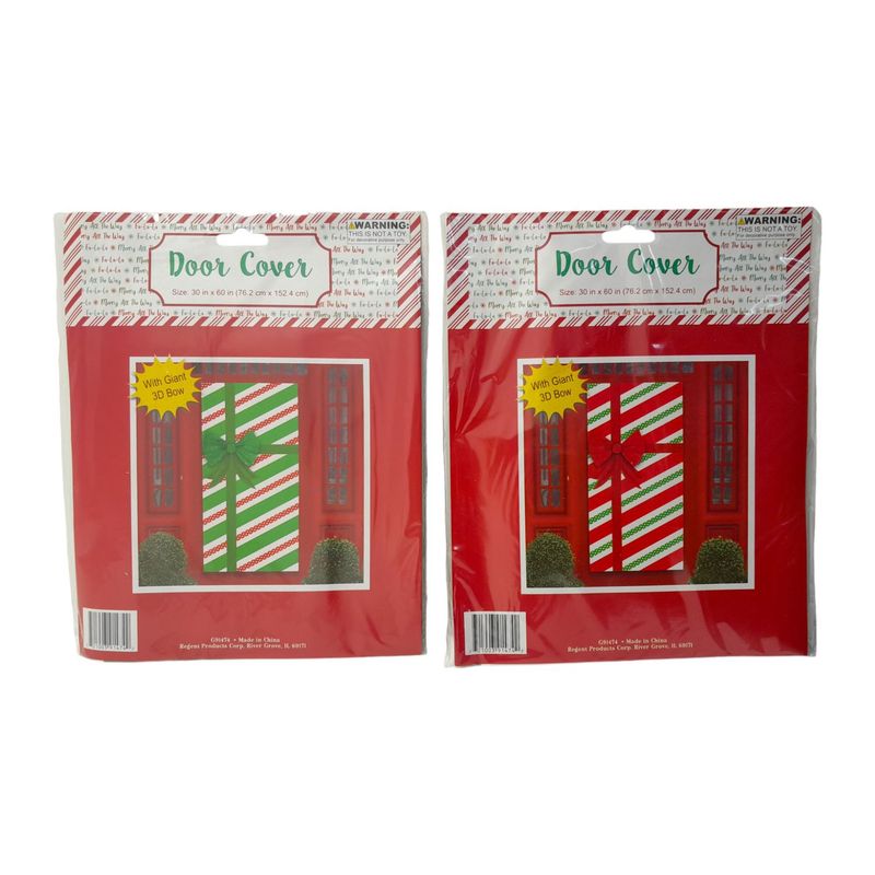 30&quot;x60&quot; Christmas Door Cover w/3-D-Bow Assorted