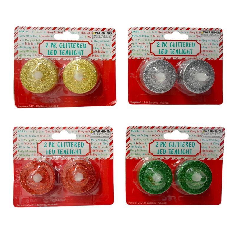 2pc Metallic LED Tealights Assorted