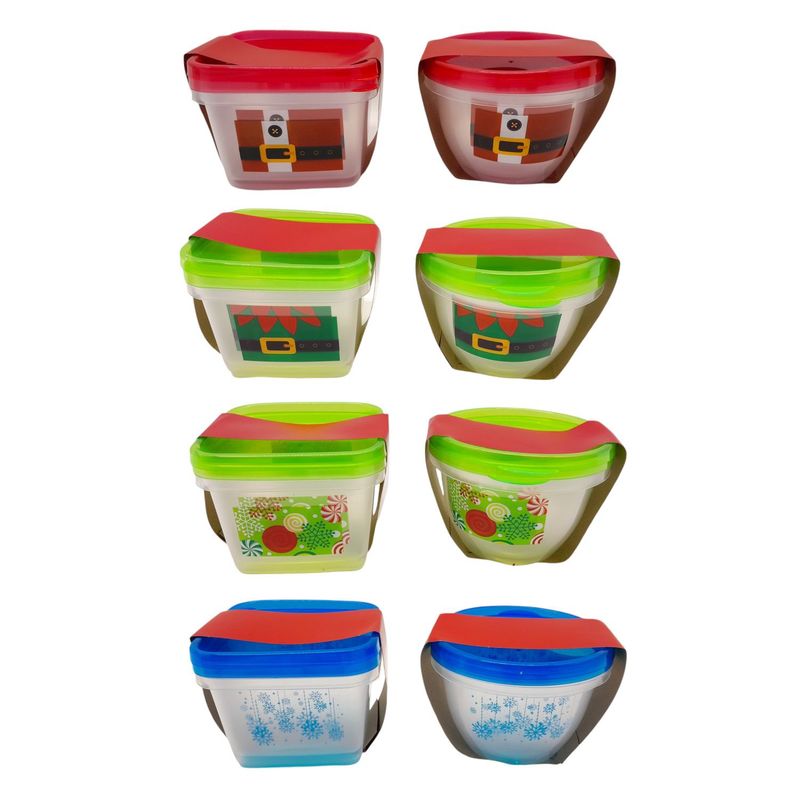 2pc Christmas Plastic Storage Container Assorted