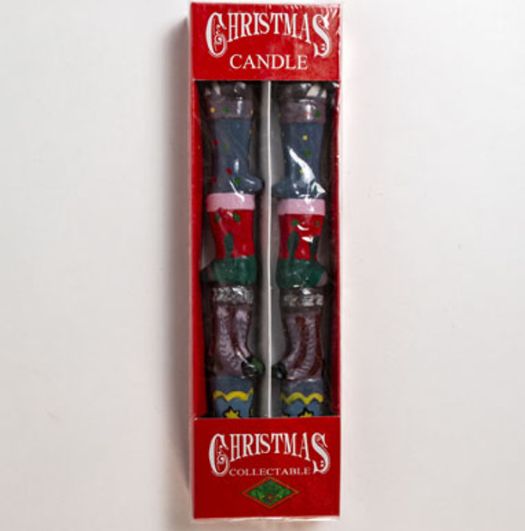2pc Christmas Stocking Taper Candles
