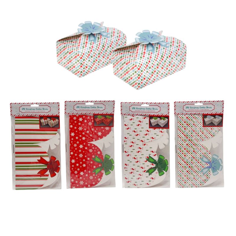 2pc 7&quot;x4.25&quot;x2.75&quot; Christmas Cookie Boxes Assorted