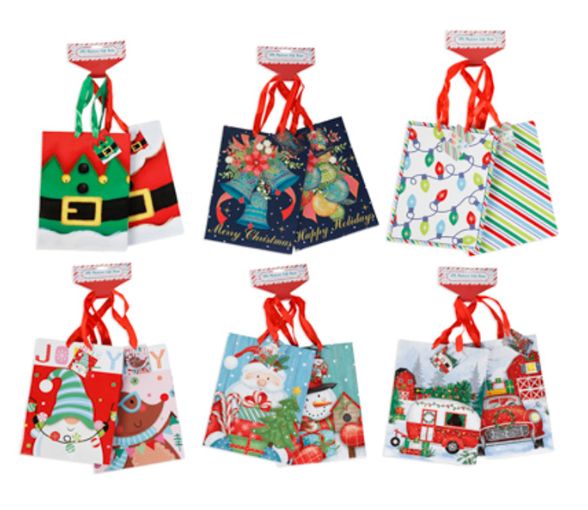 2pc 6&quot;x8&quot;x4&quot; X-Mas Gift Bag Assorted