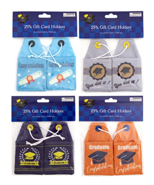 2pc 5&quot;x3&quot; Felt Graduation Gift Card Holders Assorted