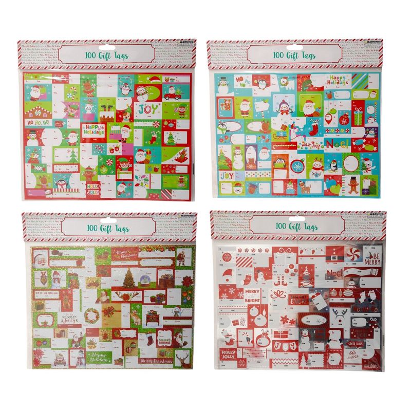 100pc Sticker Gift Tags Assorted