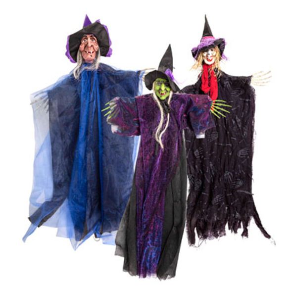 24&quot;x40&quot; Hanging Witch w/Skeleton Hands Assorted