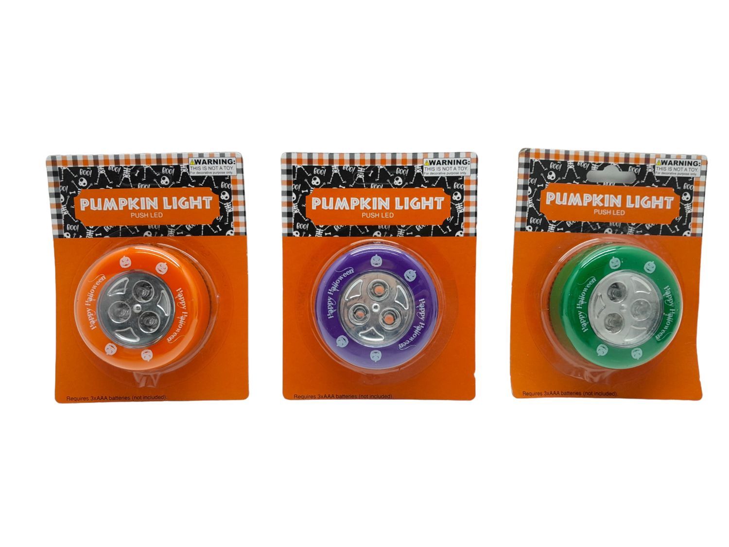 2.6&quot; Pumpkin Led Disc Push Light (Batteries Not Included) Assorted
