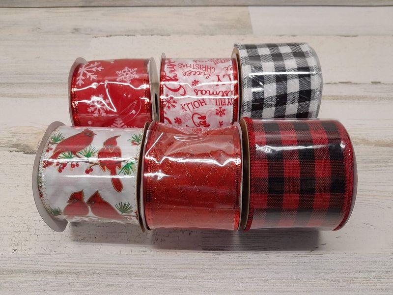 2.5&quot;x5yd Wired Christmas Ribbon Assorted