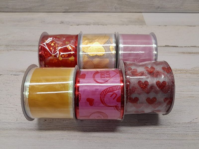 2.5&quot;x3yd Wired Valentine Ribbon Assorted