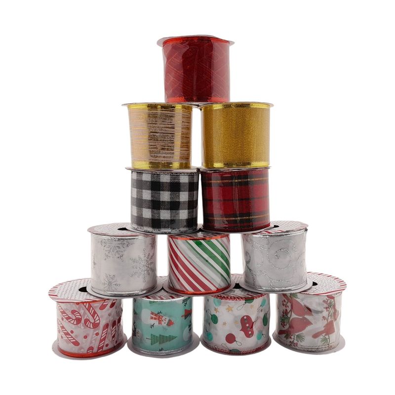 2.5&quot;x3yd Wired Christmas Ribbon Assorted