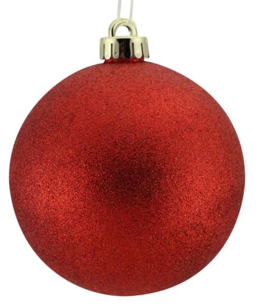 200mm Glitter Ball Ornament Red (Plastic)