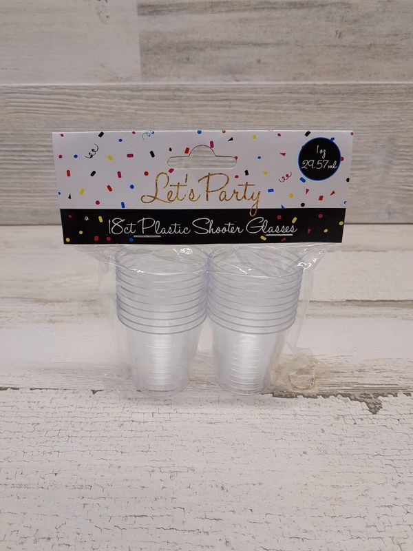 18pc 1oz Plastic Shot Glasses Clear
